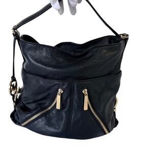 Michael Kors Portland Pebbled Black Leather Shoulder Bag Hobo Style Y2K Authenti